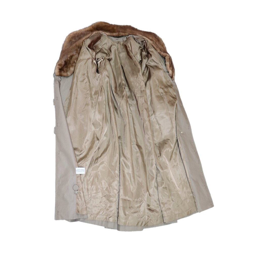TIMELESS Vintage Classic Belted Trench Coat with Fur Collar L-XL - Picture 8 of 8